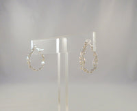 Beautiful Delicately Detailed Vintage Sterling Silver and Curvy Openwork Curlicue Design Hinged Hoop Pierced Earrings 23 x 4.8x 21mm