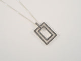 Large Vintage Sterling Silver & Marcasites Dangling Double Floating Rectangles Pendant Necklace 16"