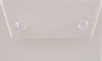 Large Classic Signed Vintage Sterling Silver & Sparkly Faceted Round Prong Set .90 ctw White Topaz Stud Pierced Earrings Clear
