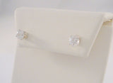 Large Classic Signed Vintage Sterling Silver & Sparkly Faceted Round Prong Set .90 ctw White Topaz Stud Pierced Earrings Clear