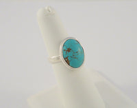 Chunky Vintage Southwest Artisan Sterling Silver & Blue Turquoise Ring w/ Matrix Size 6