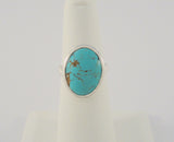 Chunky Vintage Southwest Artisan Sterling Silver & Blue Turquoise Ring w/ Matrix Size 6