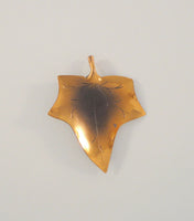 Large Detailed Signed Vintage Stuart Nye Copper Carved Dimensional Tree Leaf Pin or Autumn Fall Brooch