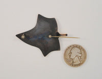 Large Detailed Signed Vintage Stuart Nye Copper Carved Dimensional Tree Leaf Pin or Autumn Fall Brooch