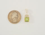 Signed Vintage Sterling Silver & Princess Cut Peridot Green Gemstones Curvy Fluted Pendant & Stud Earrings Set