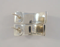 Sparkly Signed Vintage Sterling Silver w/ Pave Marcasites 19.5 x 8mm Half Hoop Pierced Earrings