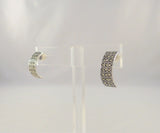 Sparkly Signed Vintage Sterling Silver w/ Pave Marcasites 19.5 x 8mm Half Hoop Pierced Earrings