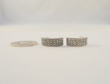 Sparkly Signed Vintage Sterling Silver w/ Pave Marcasites 19.5 x 8mm Half Hoop Pierced Earrings