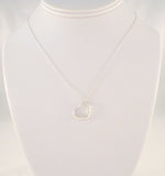 Designer-inspired Signed Vintage Sterling Silver Floating Open Heart Pendant Necklace 17 1/8"