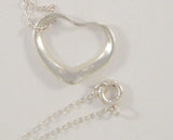 Designer-inspired Signed Vintage Sterling Silver Floating Open Heart Pendant Necklace 17 1/8"