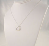 Designer-inspired Signed Vintage Sterling Silver Floating Open Heart Pendant Necklace 17 1/8"