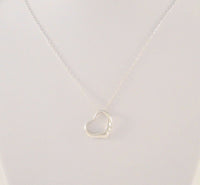 Designer-inspired Signed Vintage Sterling Silver Floating Open Heart Pendant Necklace 17 1/8"