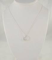 Designer-inspired Signed Vintage Sterling Silver Floating Open Heart Pendant Necklace 17 1/8"