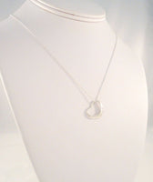 Designer-inspired Signed Vintage Sterling Silver Floating Open Heart Pendant Necklace 17 1/8"