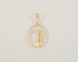 Large New Signed MLJ Detailed Vintage 14K Solid Yellow Gold Lighthouse Pendant w/ a Seagull in Flight Textured Rock Ciff  inside an Oval Frame Pendant Sea Gull Bird