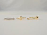 1" Large Signed Vintage Solid 14K Yellow Gold Hinged Hoop Pierced Earrings w/ Floating Ball Sphere Slider Accents