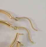 1" Large Signed Vintage Solid 14K Yellow Gold Hinged Hoop Pierced Earrings w/ Floating Ball Sphere Slider Accents