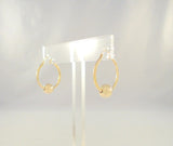 1" Large Signed Vintage Solid 14K Yellow Gold Hinged Hoop Pierced Earrings w/ Floating Ball Sphere Slider Accents