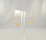 1" Large Signed Vintage Solid 14K Yellow Gold Hinged Hoop Pierced Earrings w/ Floating Ball Sphere Slider Accents