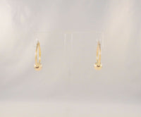 1" Large Signed Vintage Solid 14K Yellow Gold Hinged Hoop Pierced Earrings w/ Floating Ball Sphere Slider Accents