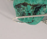 Large Long Handcrafted Vintage Southwest Sterling Silver and Blue-Green Chunk Turquoise w/ Matrix Dangle Hook Earrings