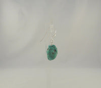 Large Long Handcrafted Vintage Southwest Sterling Silver and Blue-Green Chunk Turquoise w/ Matrix Dangle Hook Earrings