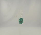 Large Long Handcrafted Vintage Southwest Sterling Silver and Blue-Green Chunk Turquoise w/ Matrix Dangle Hook Earrings