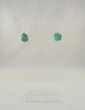 Large Long Handcrafted Vintage Southwest Sterling Silver and Blue-Green Chunk Turquoise w/ Matrix Dangle Hook Earrings