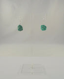 Large Long Handcrafted Vintage Southwest Sterling Silver and Blue-Green Chunk Turquoise w/ Matrix Dangle Hook Earrings