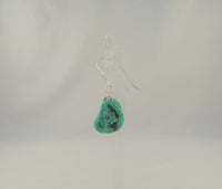 Large Long Handcrafted Vintage Southwest Sterling Silver and Blue-Green Chunk Turquoise w/ Matrix Dangle Hook Earrings