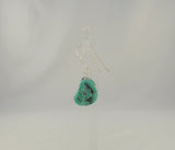 Large Long Handcrafted Vintage Southwest Sterling Silver and Blue-Green Chunk Turquoise w/ Matrix Dangle Hook Earrings