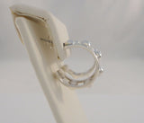 Large Vintage Handcrafted Sterling Silver Modernist Wide Open Double Hoop w/ Ball Detail Pierced