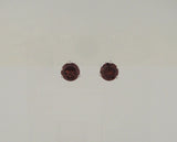 Sparkly Signed Vintage 14K Solid White Gold & 2.06 CTW Faceted Round Natural Rhodolite Garnet Three-Prong 7.9mm Round Proud Set Stud Pierced Earrings