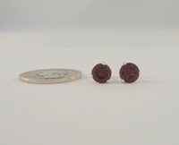 Sparkly Signed Vintage 14K Solid White Gold & 2.06 CTW Faceted Round Natural Rhodolite Garnet Three-Prong 7.9mm Round Proud Set Stud Pierced Earrings