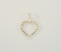 Large Signed Vintage SX Southwest Detailed Sterling Silver Open Heart Pendant w/ Rope & Caviar Dot Surround