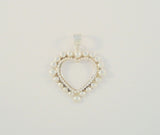 Large Signed Vintage SX Southwest Detailed Sterling Silver Open Heart Pendant w/ Rope & Caviar Dot Surround