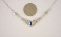 Vintage Sterling Silver & True Blue Lapis Lazuli Ornate Openwork Celtic Knot Necklace 17- 18"