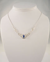 Vintage Sterling Silver & True Blue Lapis Lazuli Ornate Openwork Celtic Knot Necklace 17- 18"