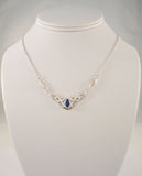 Vintage Sterling Silver & True Blue Lapis Lazuli Ornate Openwork Celtic Knot Necklace 17- 18"