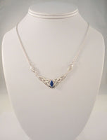 Vintage Sterling Silver & True Blue Lapis Lazuli Ornate Openwork Celtic Knot Necklace 17- 18"