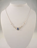 Vintage Sterling Silver & True Blue Lapis Lazuli Ornate Openwork Celtic Knot Necklace 17- 18"