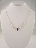 Vintage Sterling Silver & True Blue Lapis Lazuli Ornate Openwork Celtic Knot Necklace 17- 18"