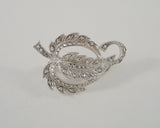 Large Detailed Vintage or Antique Signed Sterling Silver & Marcasite Dimensional Openwork Leaf Pin or Brooch Cuvy Leafy