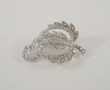 Large Detailed Vintage or Antique Signed Sterling Silver & Marcasite Dimensional Openwork Leaf Pin or Brooch Cuvy Leafy