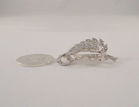 Large Detailed Vintage or Antique Signed Sterling Silver & Marcasite Dimensional Openwork Leaf Pin or Brooch Cuvy Leafy