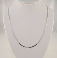 Signed Vintage Italian Sterling Silver 3.17mm Smooth Herringbone Chain Necklace 20"