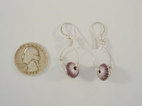 Unique Handcrafted Vintage Sterling Silver w/ Lavender Purple Fading to Silvery White Guilloche Enamel Beaded Hook Dangle Earrings