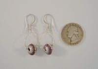 Unique Handcrafted Vintage Sterling Silver w/ Lavender Purple Fading to Silvery White Guilloche Enamel Beaded Hook Dangle Earrings