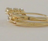 Sparkly Signed Vintage 14K Solid Yellow Gold &  .25 CT Moissanite Graduated Three Stone Leverback Earrings