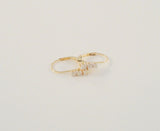 Sparkly Signed Vintage 14K Solid Yellow Gold &  .25 CT Moissanite Graduated Three Stone Leverback Earrings